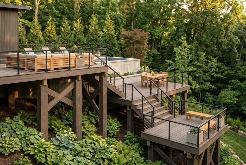 Elevated multi-level deck