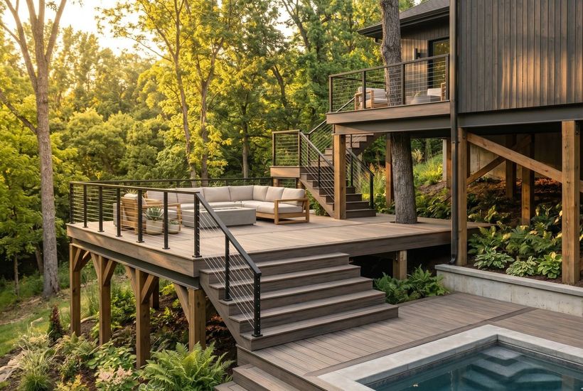 Multi-level deck + spa