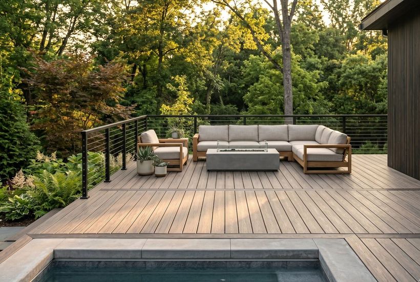 Elevated deck + cable railing